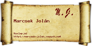 Marcsek Jolán névjegykártya