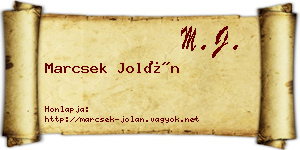 Marcsek Jolán névjegykártya
